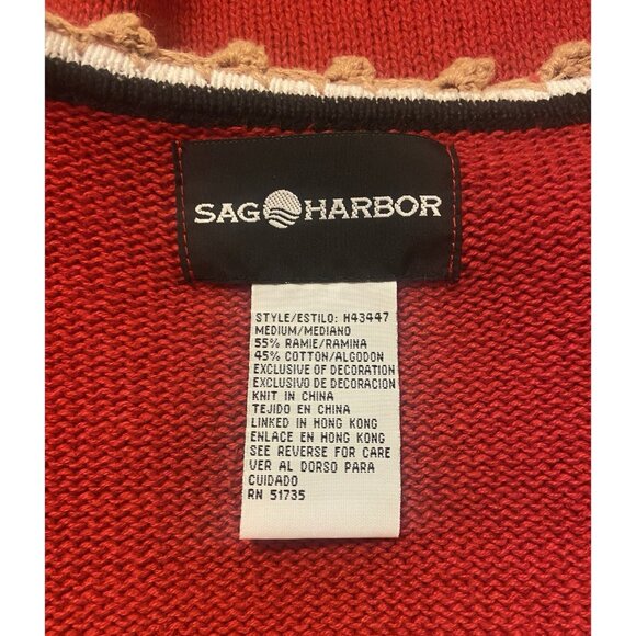 Vtg Sag Harbor Embroidered Cardigan‎ Medium Red Ramie Feminine Novelty Lipstick - Picture 5 of 6